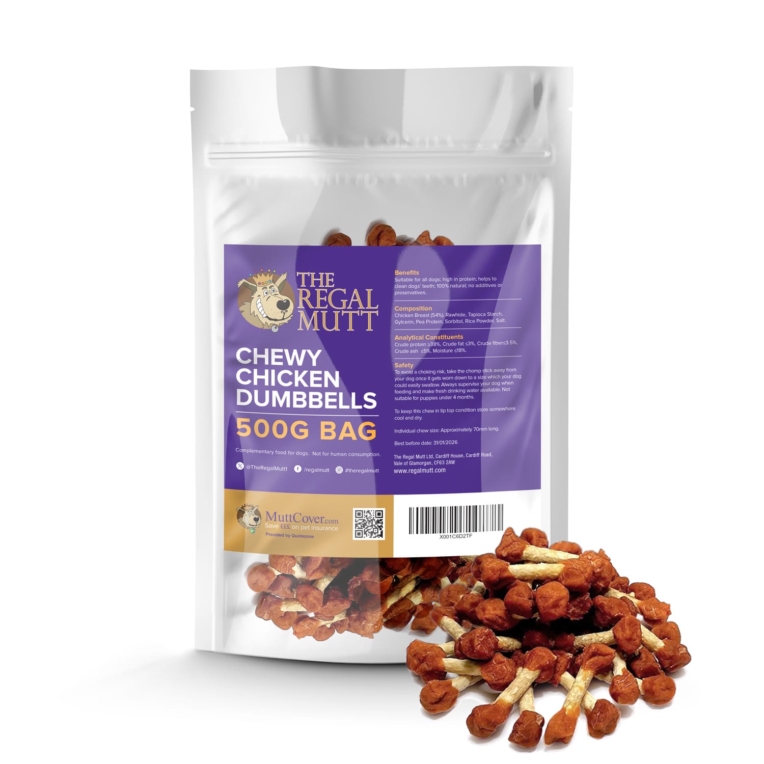 Chicken Dumbbells - 500g Bag