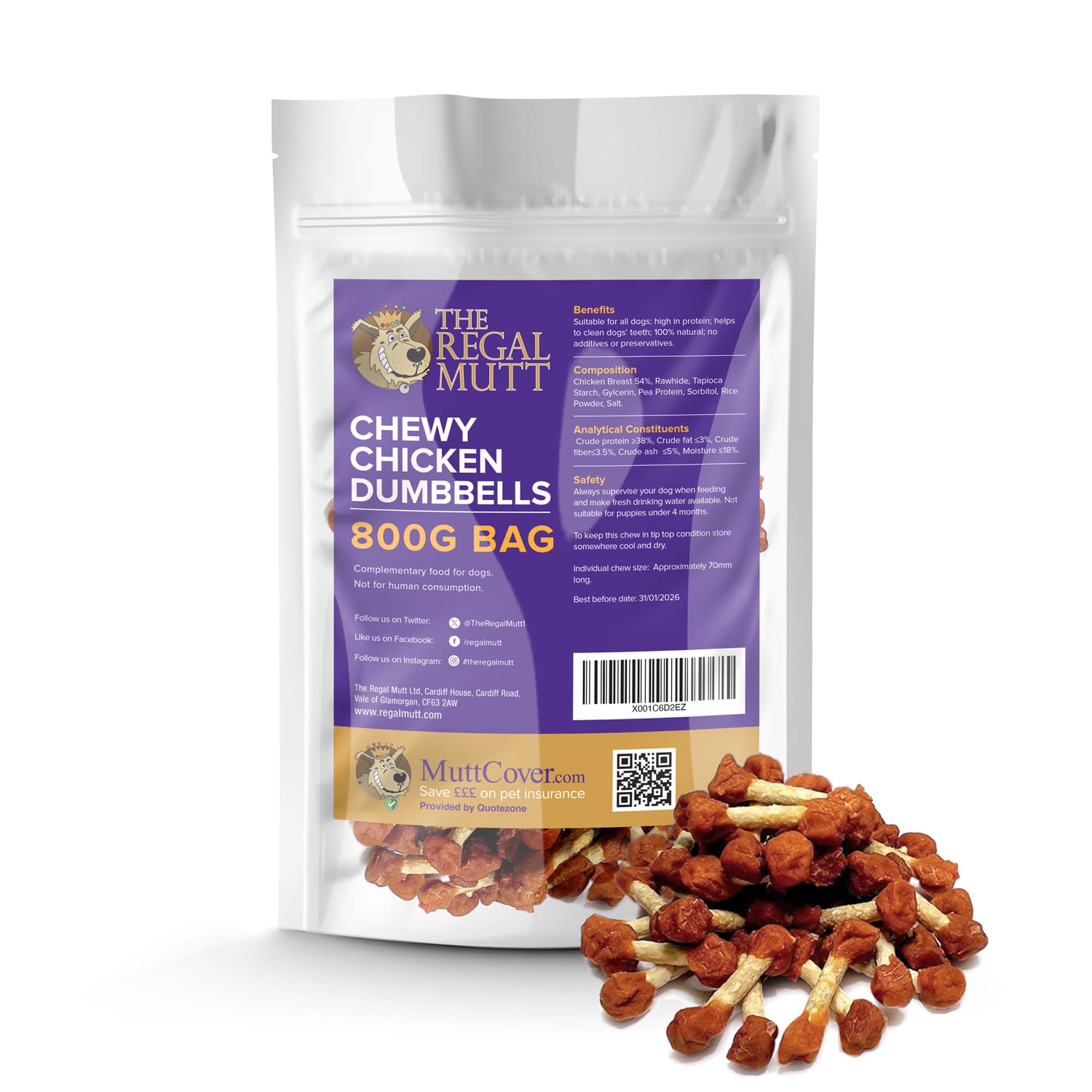 Chicken Dumbbells - 800g Bag