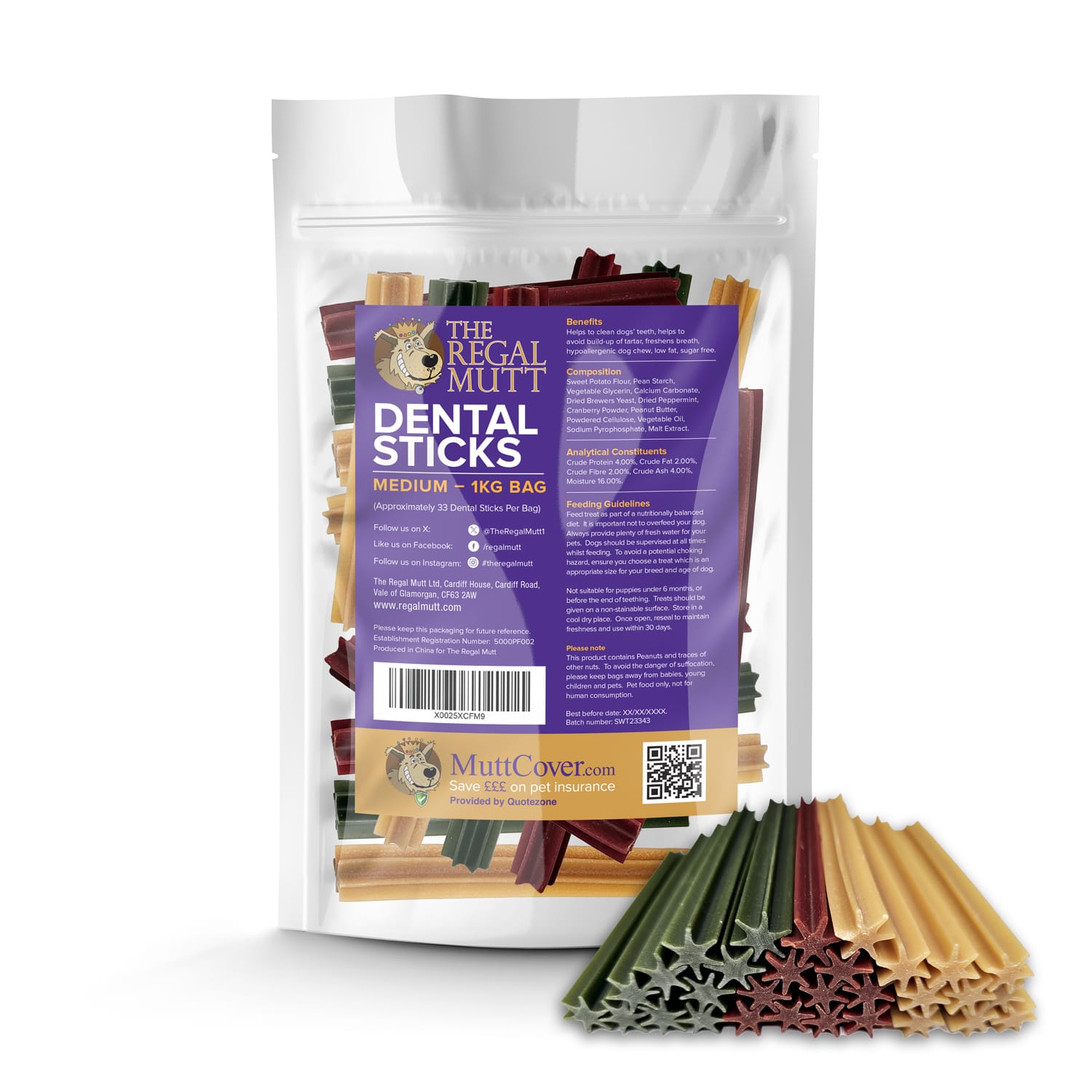 Dental Sticks - Medium - 1kg Bag