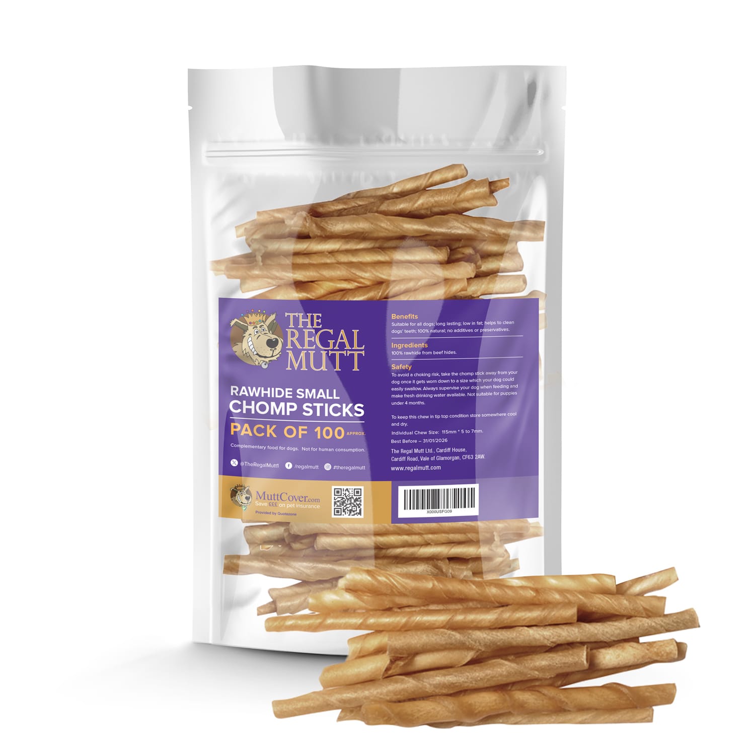 Rawhide Chomp Sticks - 100 Chews