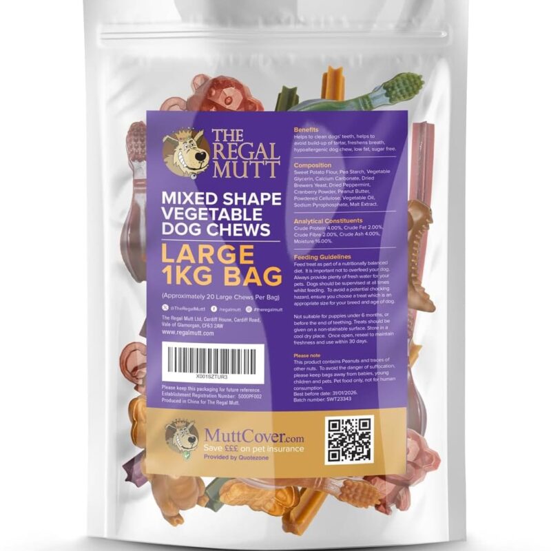Vegetable Dog Chews - Mixed Shape Variety Pack - Large - 1kg Bag - Image 8
