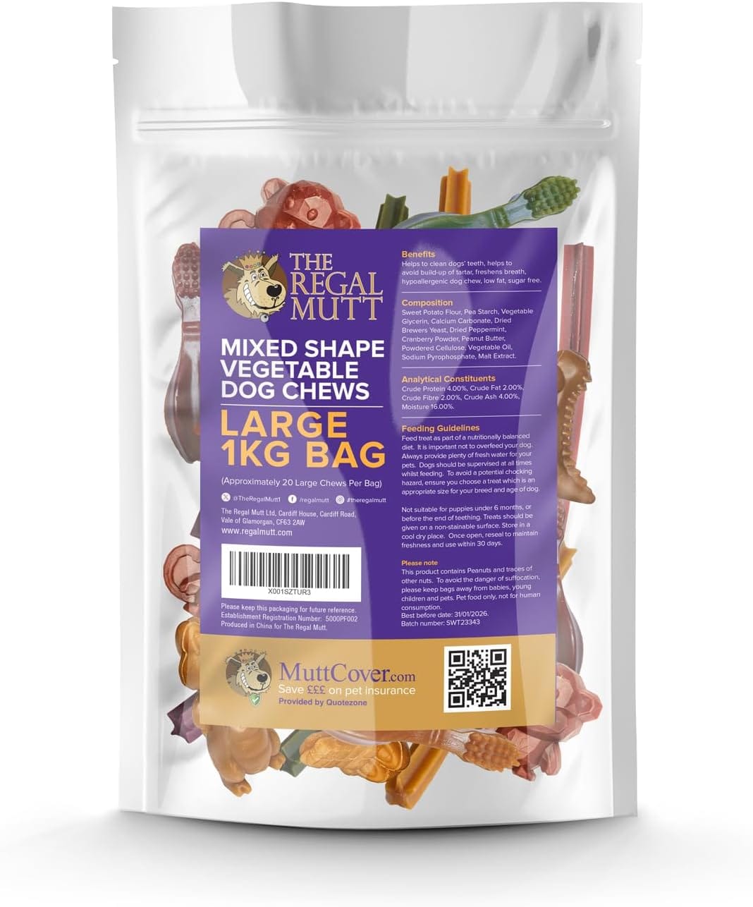 Vegetable Dog Chews - Mixed Shape Variety Pack - Large - 1kg Bag - Image 8
