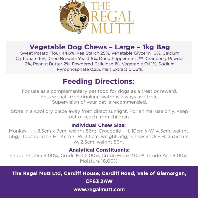 Vegetable Dog Chews - Mixed Shape Variety Pack - Large - 1kg Bag - Image 7