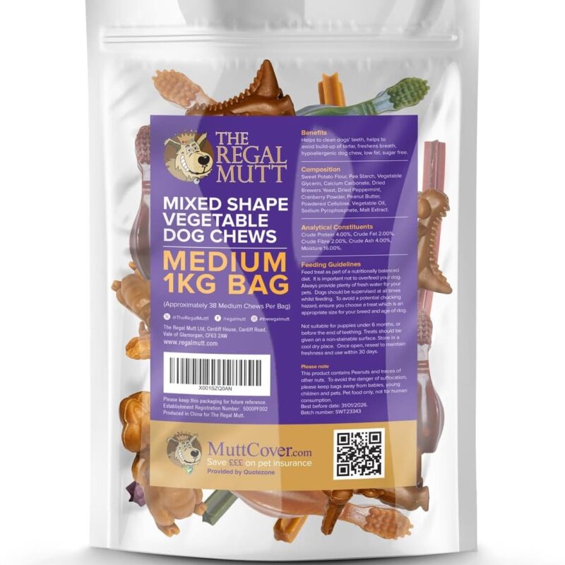 Vegetable Dog Chews - Mixed Shape Variety Pack - Medium - 1kg Bag - Image 8