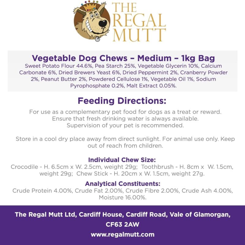 Vegetable Dog Chews - Mixed Shape Variety Pack - Medium - 1kg Bag - Image 7