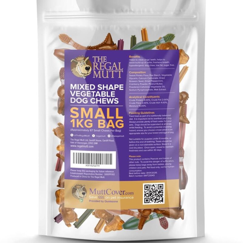 Vegetable Dog Chews - Mixed Shape Variety Pack - Small - 1kg Bag - Image 8
