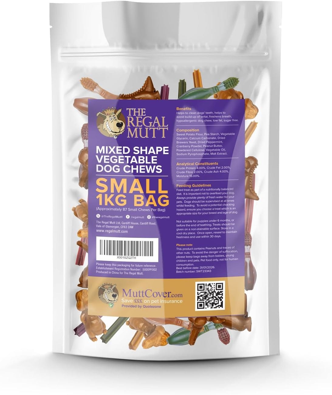 Vegetable Dog Chews - Mixed Shape Variety Pack - Small - 1kg Bag - Image 8